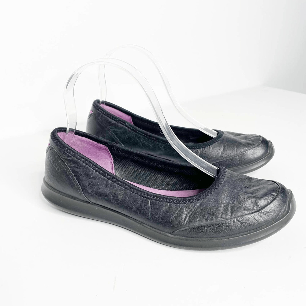 ecco Sense Flat women's black leather comfort lightweight breathable 37 US 6 6.5 - Picture 2 of 6